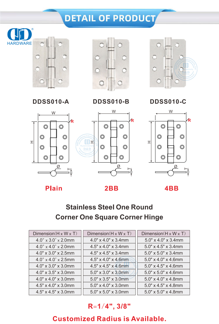 Square and Round Corner Hinge Quadratisches und rundes Eckscharnier,