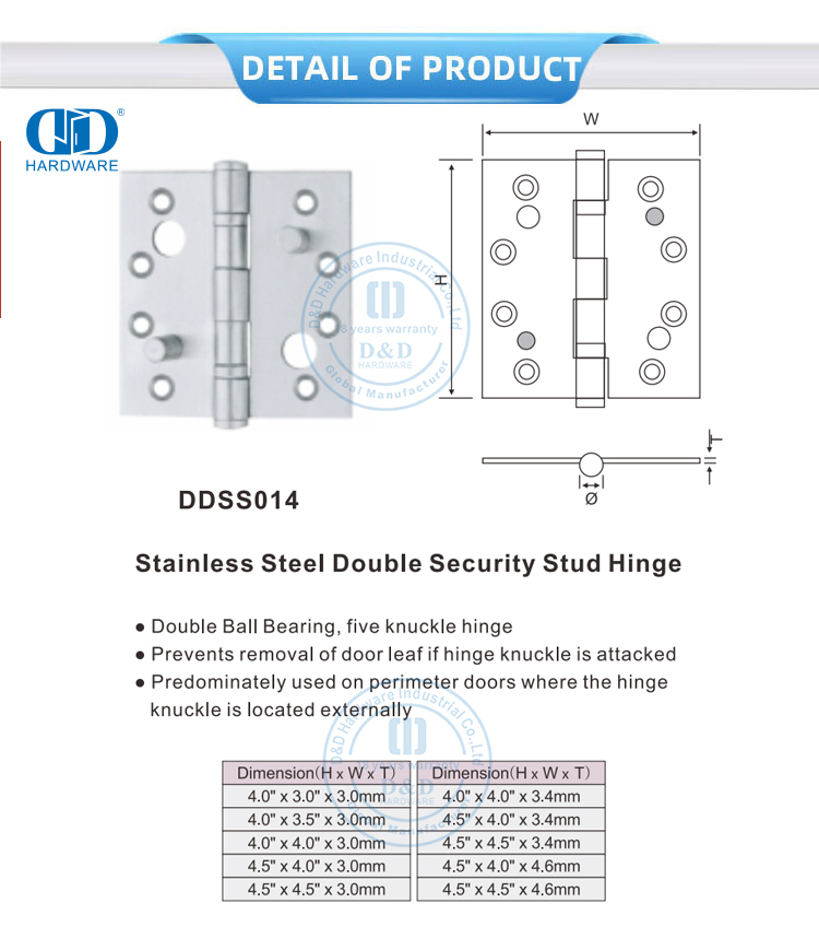 Ball Bearing Security Hinge Kugelgelagertes Sicherheitsscharnier