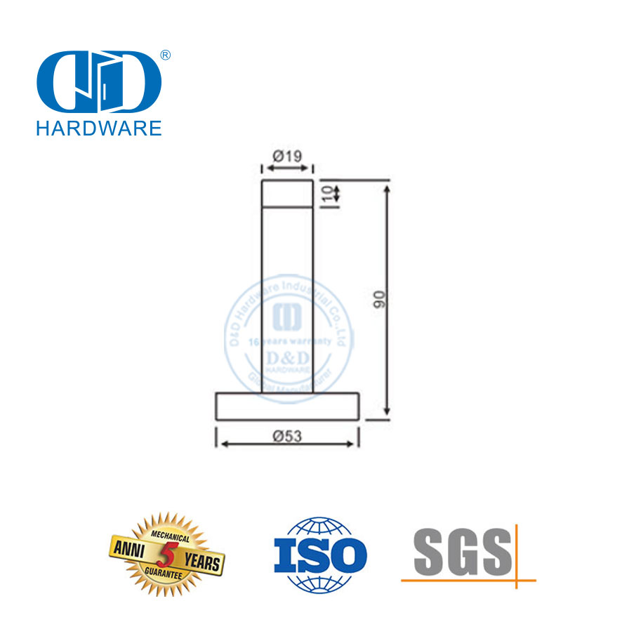 T-förmiger Türstopper aus Edelstahl für öffentliche Toiletten für Badezimmer-DDDS016-SSS