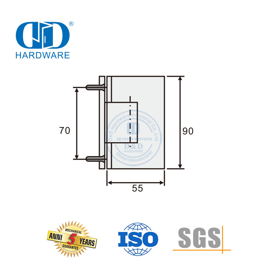 Edelstahl-Glas-Hardware-Duschtürscharnier für Badezimmer-DDGH001