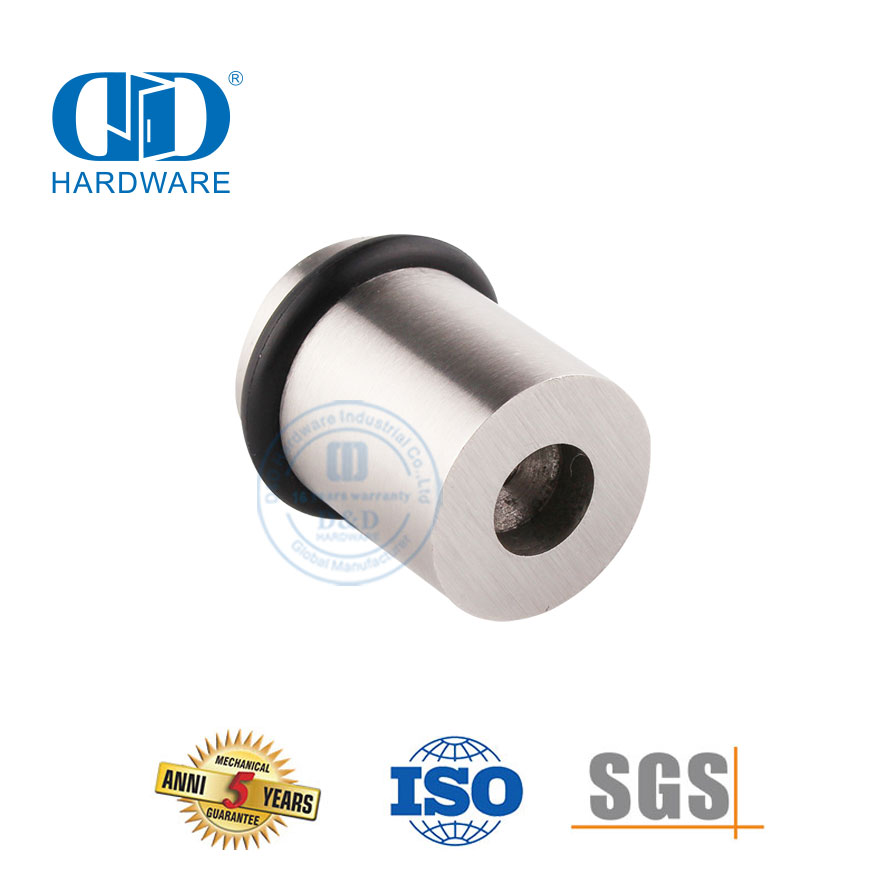 Krankenhaus-Türbeschläge, schwarzer Gummi, satinierter Edelstahl, Türstopper-Halter-DDDS011-SSS