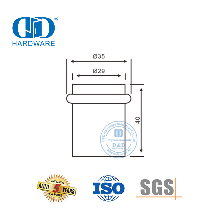 Krankenhaus-Türbeschläge, schwarzer Gummi, satinierter Edelstahl, Türstopper-Halter-DDDS011-SSS