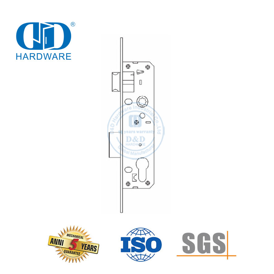 SUS 304 Eingangstür-Hardware-Zubehör, schmales Euro-Türschloss-DDML021-3085