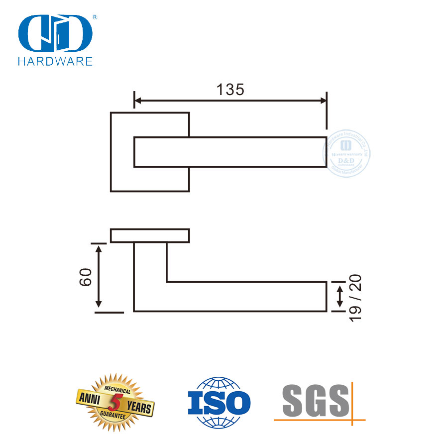 Satinierte Edelstahlrohr-Hohlgriffe mit geradem Griff-DDTH019-SSS