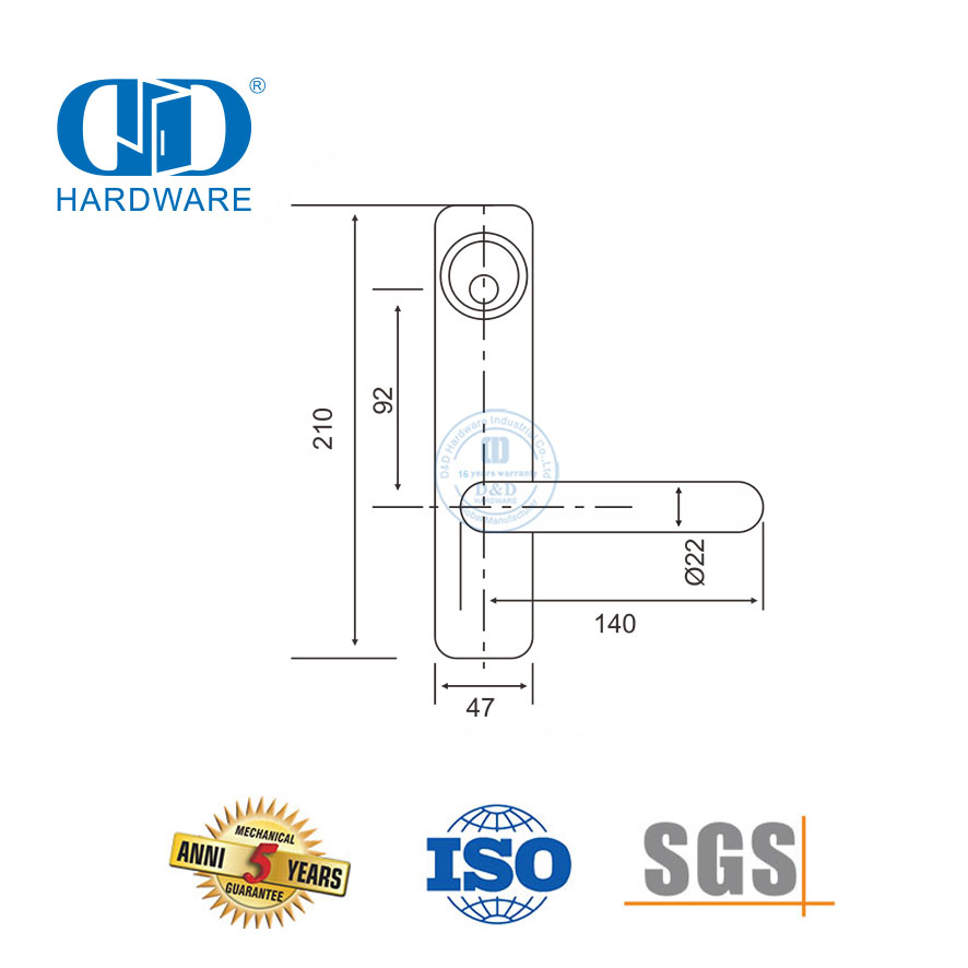 Rosettenhebelverkleidung aus Edelstahl 304 von guter Qualität für gewerbliche Türen-DDPD014-SSS