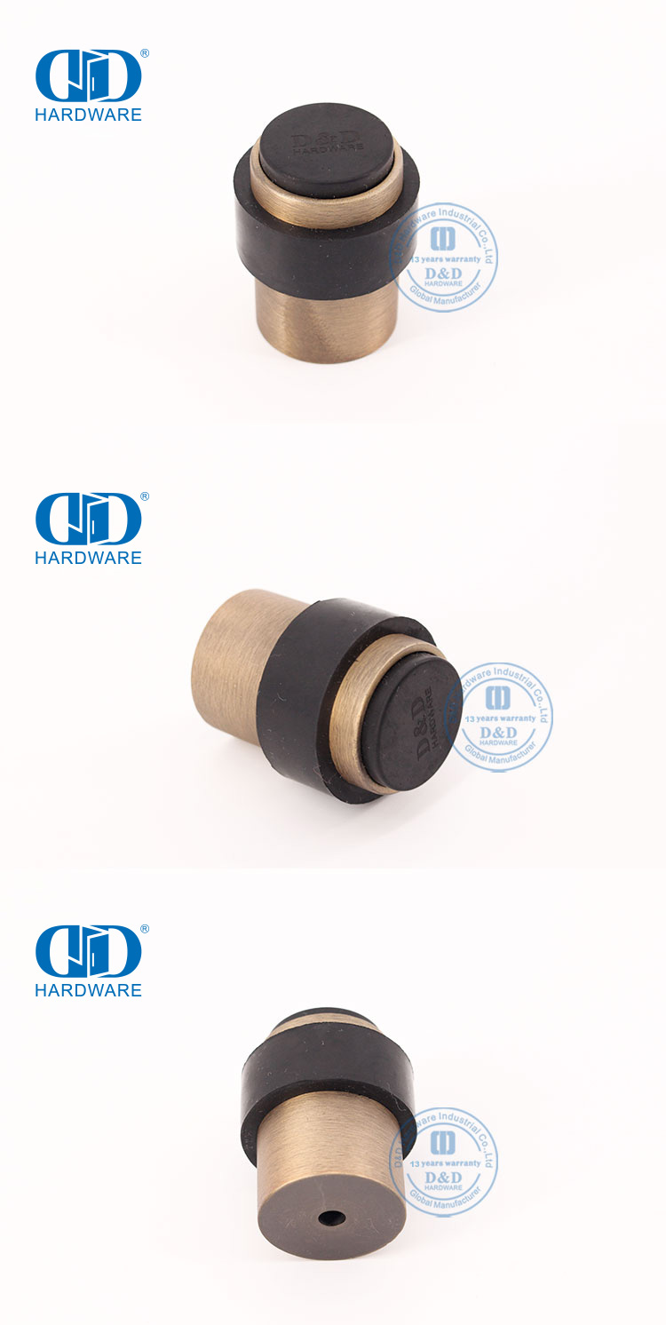 Gelber T&uuml;rstopper aus antikem Messing