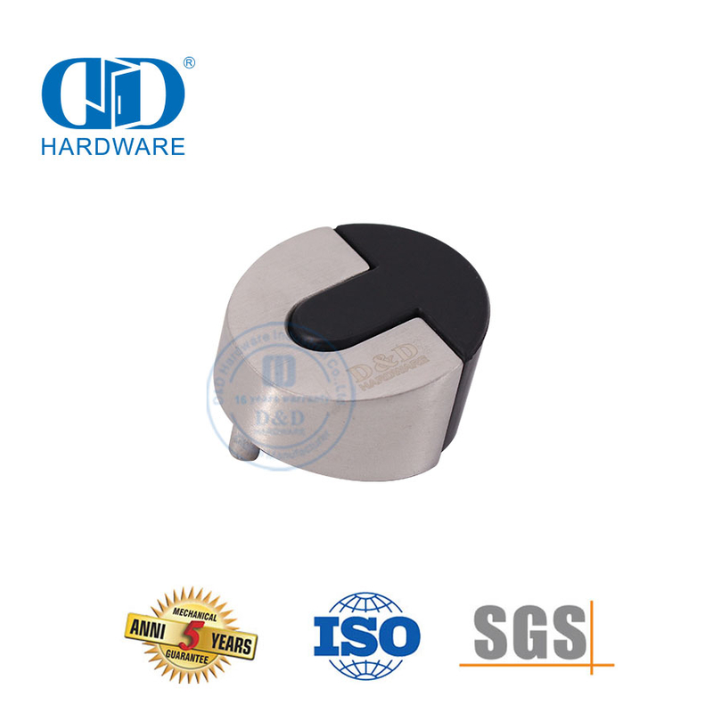 Bodenmontierter Türstopper aus satiniertem Gummi aus Edelstahl, Typ DDDS006-SSS