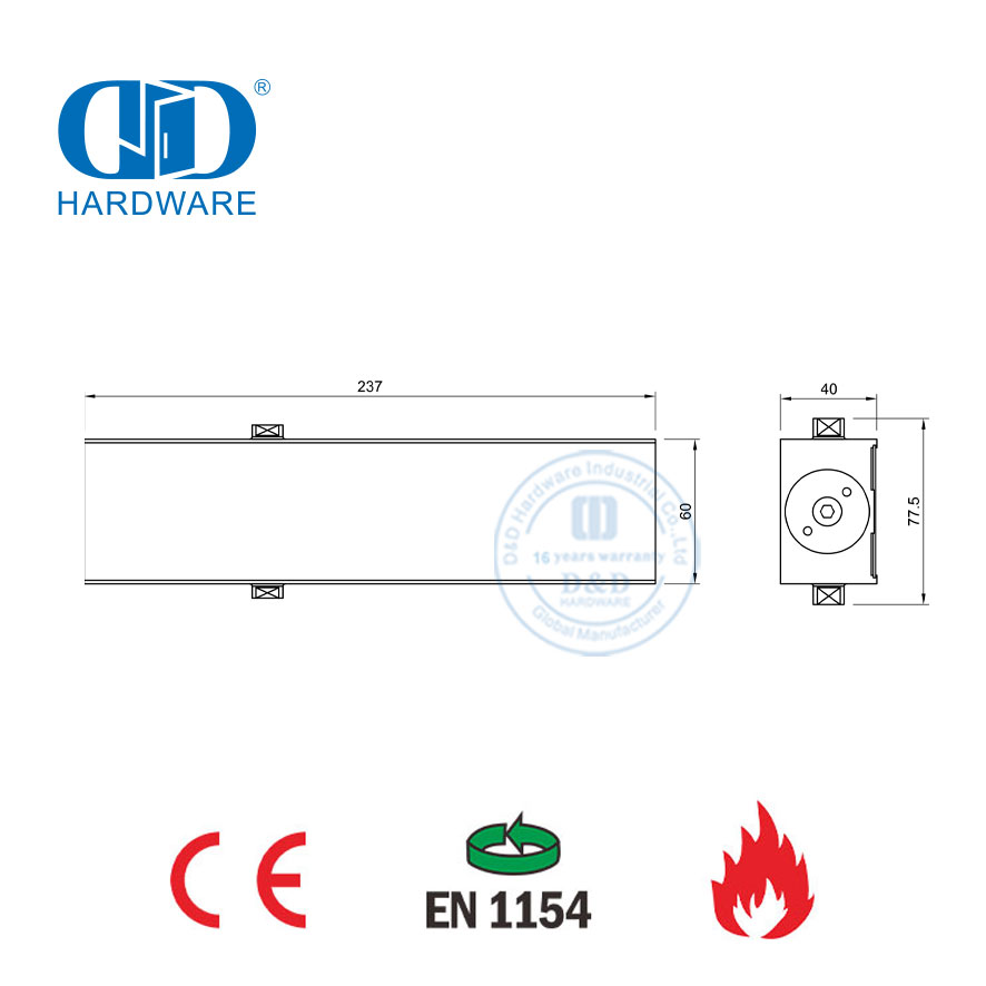 Türschließer aus Aluminiumlegierung mit zwei einstellbaren Geschwindigkeiten und CE EN1154-Zertifizierung-DDDC013