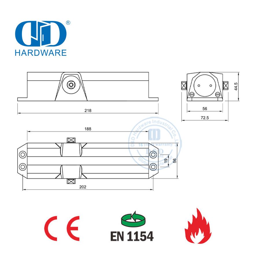 Türschließer mit Federeinstellung, Brandschutzklasse CE EN1154, Türschließer aus Aluminiumlegierung-DDDC014