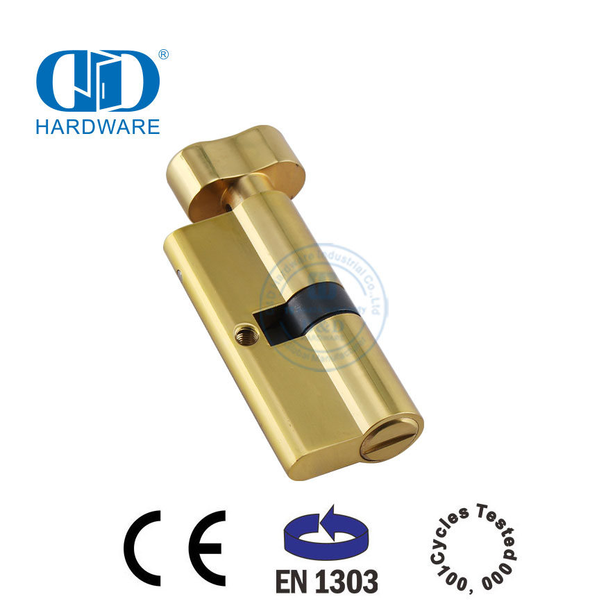 Badezimmer-Türschließzylinder im europäischen Stil, poliertes Messing EN 1303, DDLC007-70 mm, PB