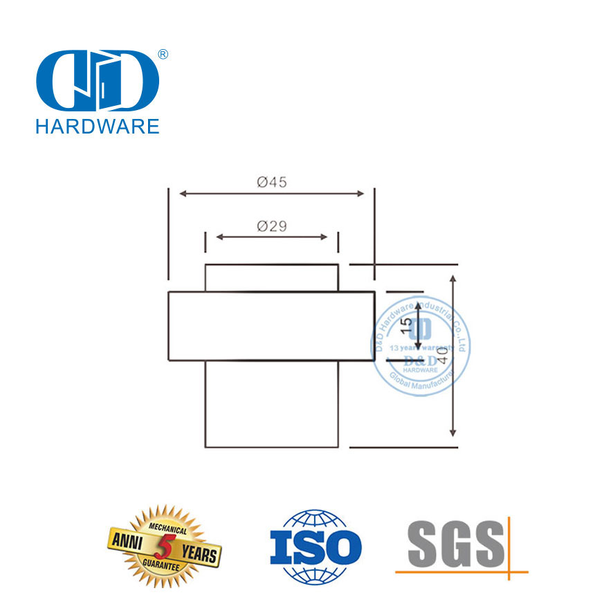 Polierter Edelstahl, hochwertiger magnetischer Gummi-Bodentürstopper-DDDS007-PSS