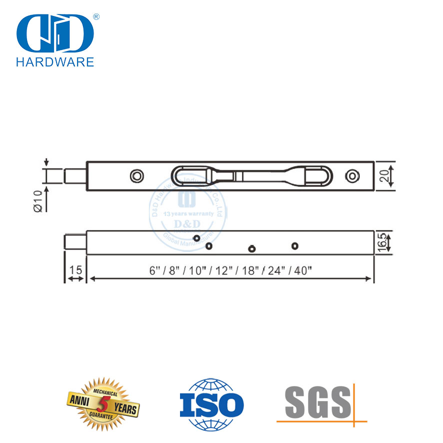 Dekorative Hardware, Satin-Messing-Holztür-Sicherheits-Bündigriegel-DDDB008-SB