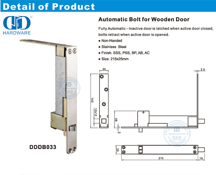 Automatischer Riegel für Holztüren