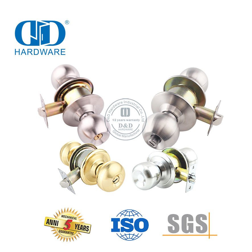 Röhrenförmiger runder Kugel-Türknauf, zylindrisches Schlüsselschloss-Set mit Knopf