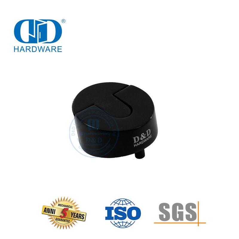 Bodenmontierter Gummi-Zuglufttürstopper aus Edelstahl 304, mattschwarz, DDDS006-MB