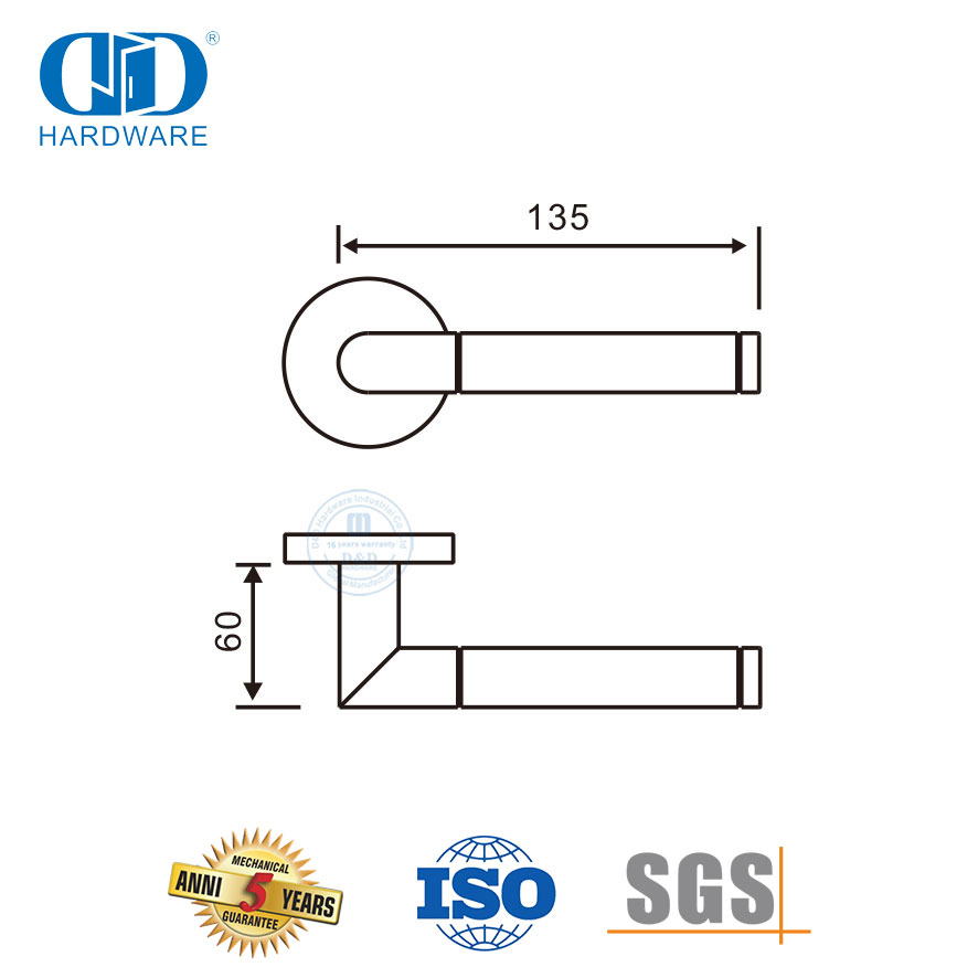 New Style SUS 304 Privatsphäre Innenrohrhebelgriff-DDTH028-SSS