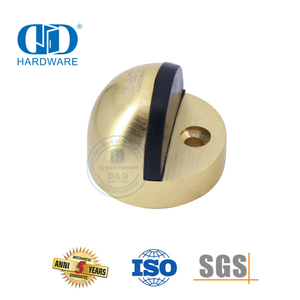 Türbeschläge aus Zinklegierung, satiniertes Messing, bodenmontierter goldener Türstopper-DDDS002-SB