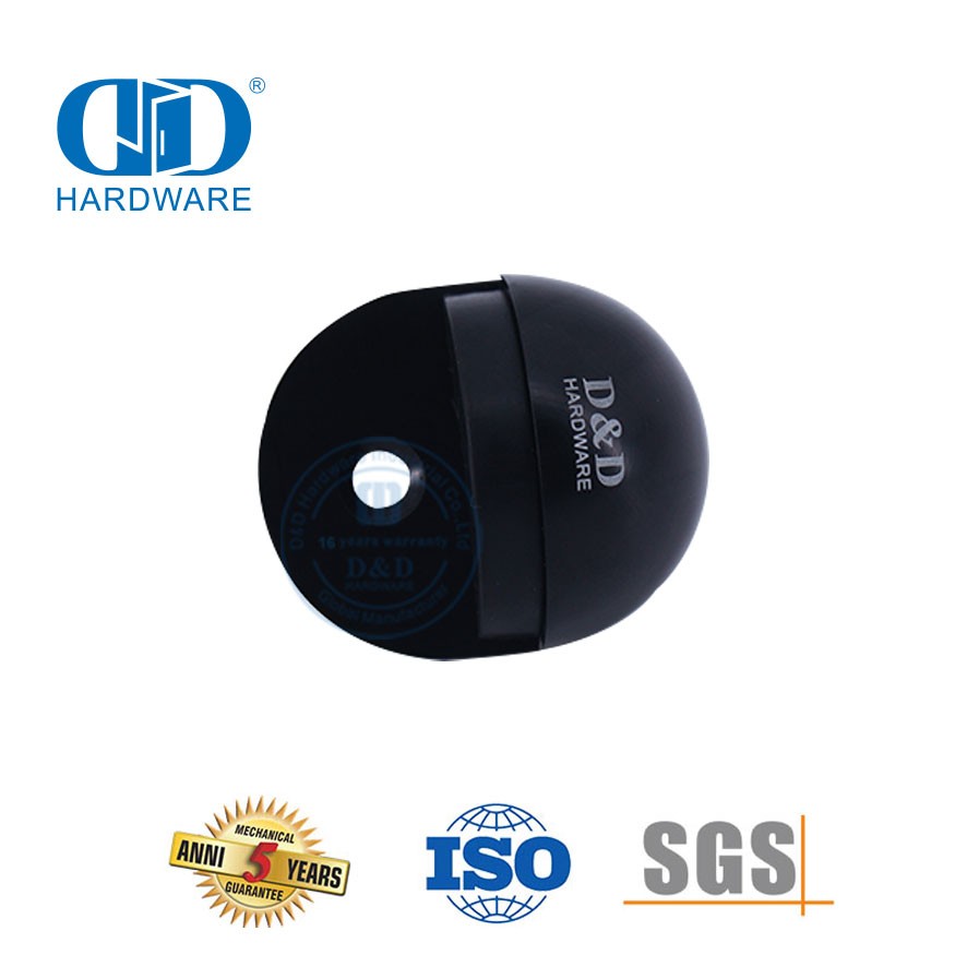 Mattschwarzer Halbkugel-Türstopper aus Zinklegierung, Bodenmontage, Typ DDDS003-MB