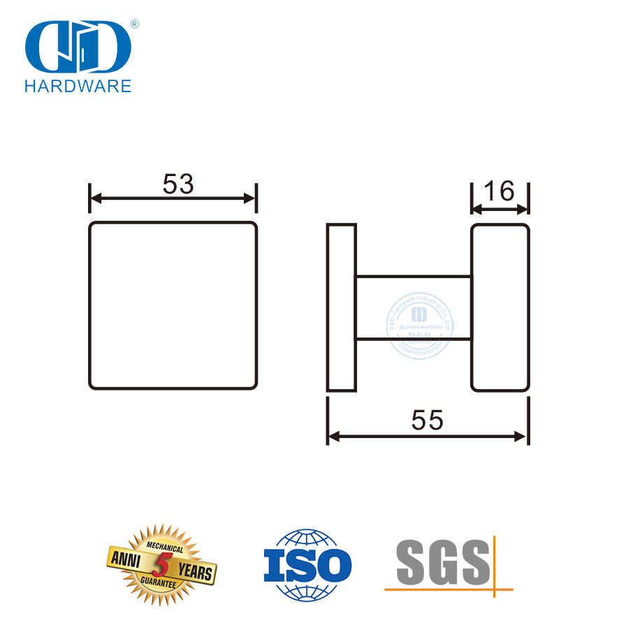 Quadratischer Knauf-Hebelgriff aus Edelstahl 304 für Vordertür-DDTH030-SSS