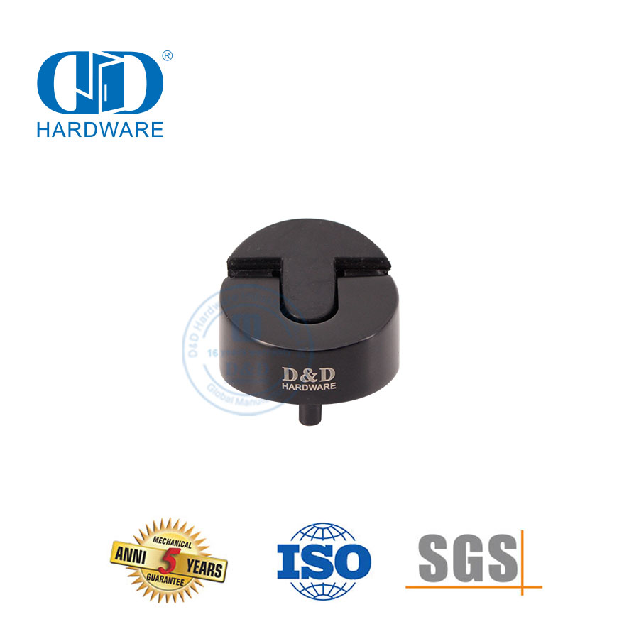 Bodenmontierter Gummi-Zuglufttürstopper aus Edelstahl 304, mattschwarz, DDDS006-MB