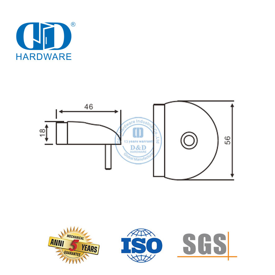 Wohngebäude-Hardware, halbmondförmiger Boden-Türstopper aus Edelstahl, DDDS014-SSS