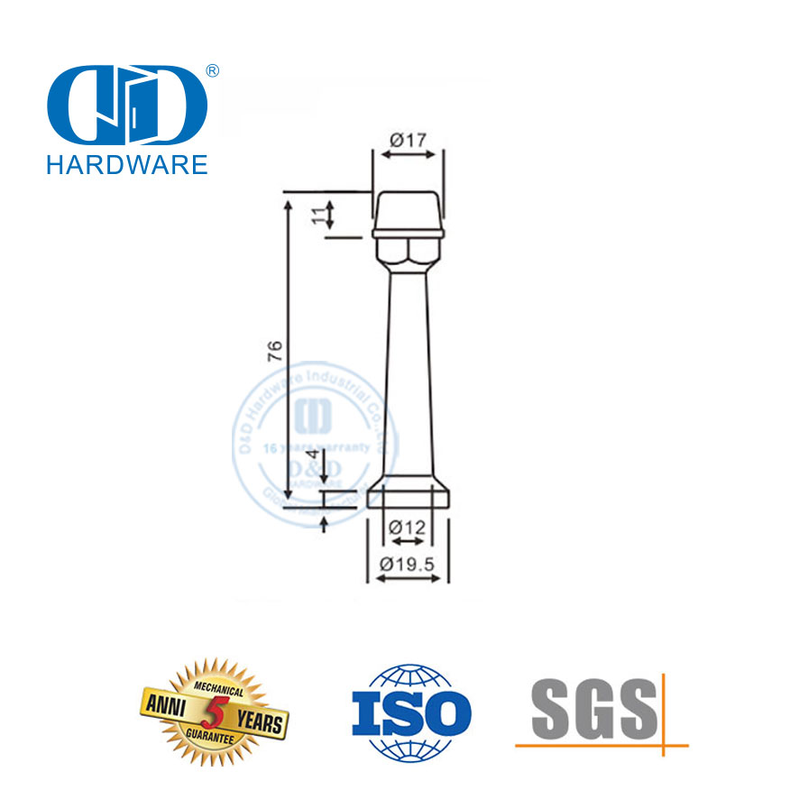 An der Wand befestigter Türschutz-Edelstahl-Antikollisions-Türstopper-DDDS015-B-SSS
