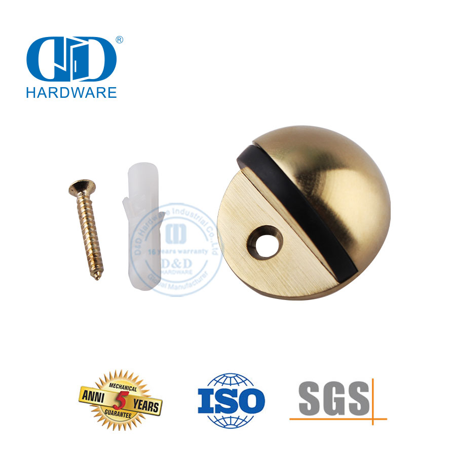 Türbeschläge aus satiniertem Messing, langlebiger, bodenmontierter Türstopper aus Zinklegierung-DDDS004-SB