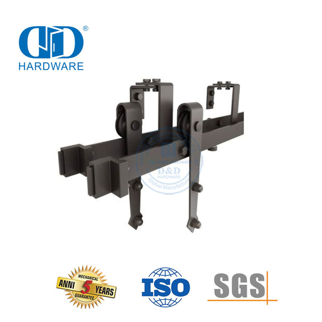 Edelstahl Rolling Industrial Quiet Black Exterior Double Kit Schiebe-Scheunentor-Hardware Türrollen-Hardware-DDBD024