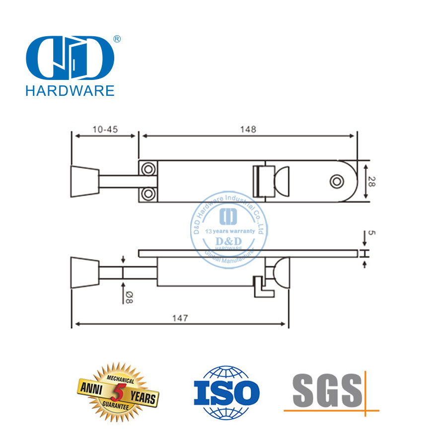Fußbetätigter, an der Tür montierter Türhalter aus Edelstahl für die Schule-DDDS034