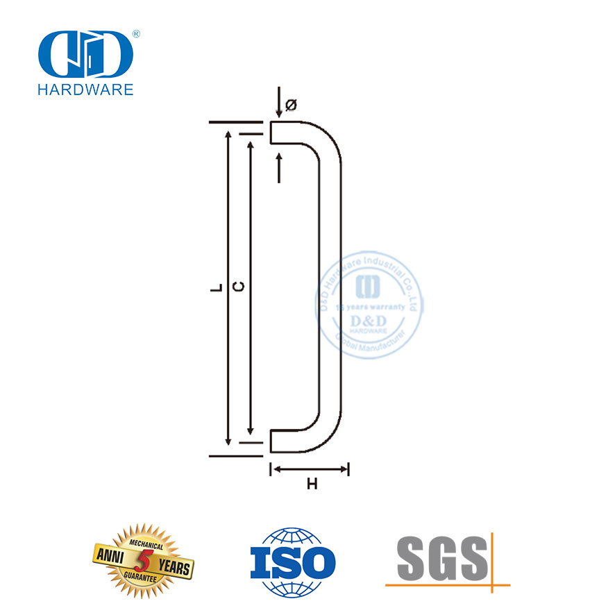 Langlebiger, maßgeschneiderter, versetzter Glasgriff aus Edelstahl für Badezimmer, Dusche-DDPH020