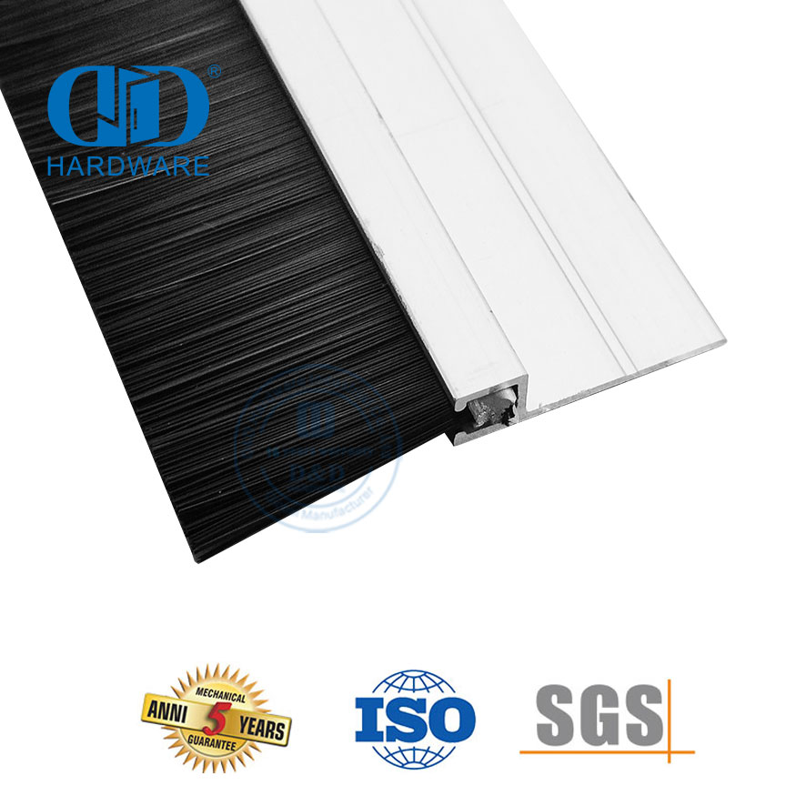 Anylon-Bürstendichtung, Aluminium-Träger, selbstklebend, automatisch, kaltluftsicher, Schiebetür-Sweep-Dichtung-DDBS004