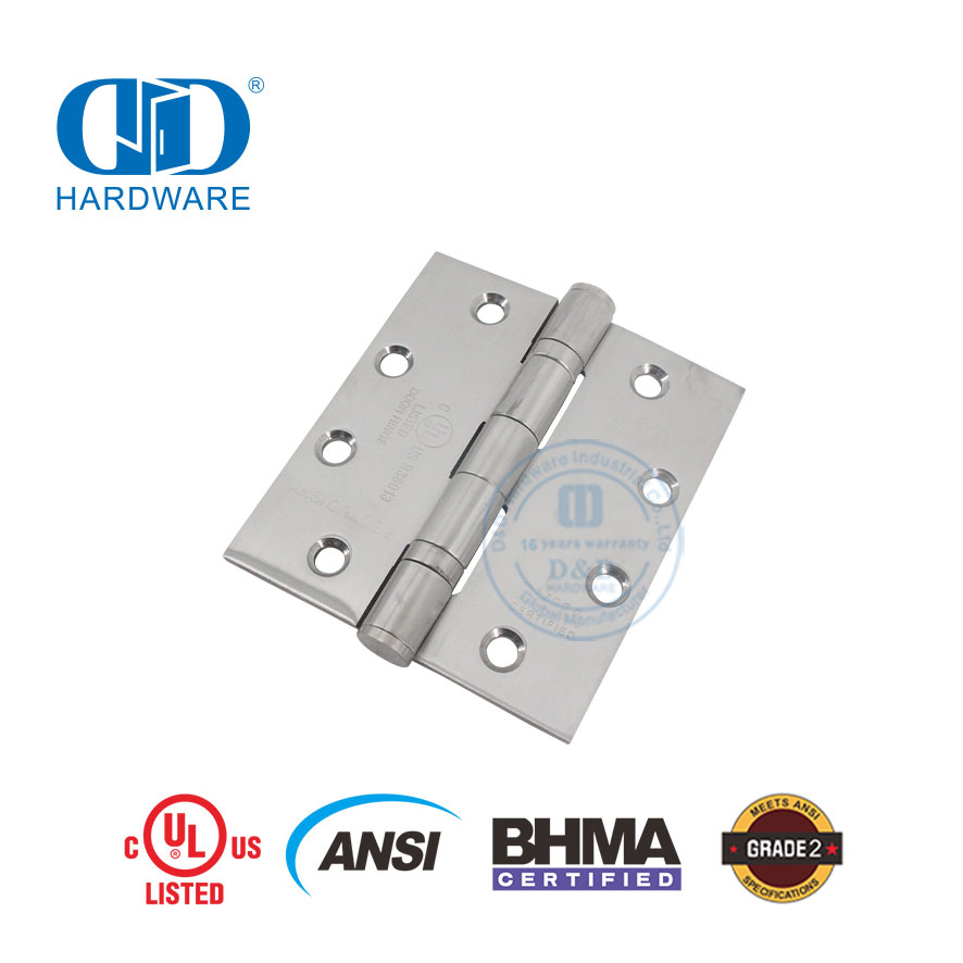 Architektonisches Edelstahl-ANSI-UL-gelistetes BHMA-Soft-Close-, feuerfestes, robustes Metalltürscharnier für Wohnmöbel-DDSS001-ANSI-2-4,5 x 4 x 3 mm