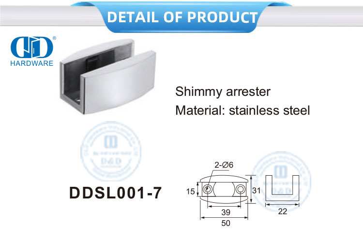Edelstahl-Glasbeschläge Schiebetürbeschläge Shimmy Arrester-DDSL001-7