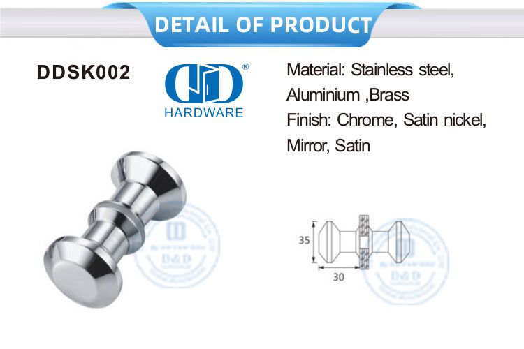 Aluminium-Möbelzubehör, Badezimmer-Türgriff, Hardware-Zubehör, Duschwand-Türknauf-DDSK002