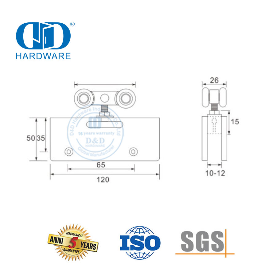 China Hersteller Türklemme Edelstahl Eisen Duschtürrolle Schiebetürrohr Glasbeschläge für Badezimmer-DDGS137