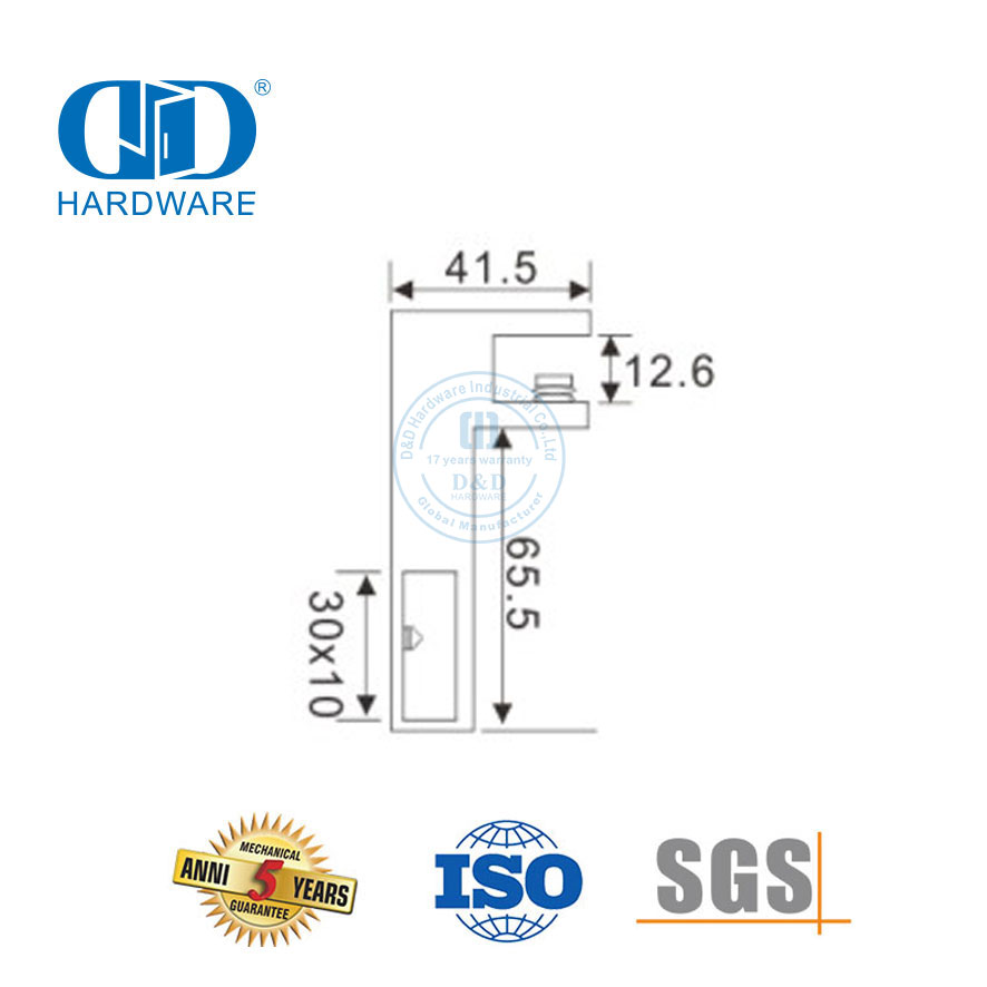 Edelstahl-Badezimmer-Stützstangenhalterung, Türzubehör aus gebürstetem Glas, Rohrverbinder-DDSC015