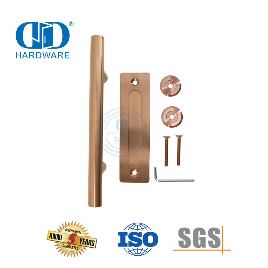 Edelstahl Roségold Doppelseitiger Push-Pull-Scheunentorgriff Möbel-Finger-Pull-Türgriff-DDBD102 SRG