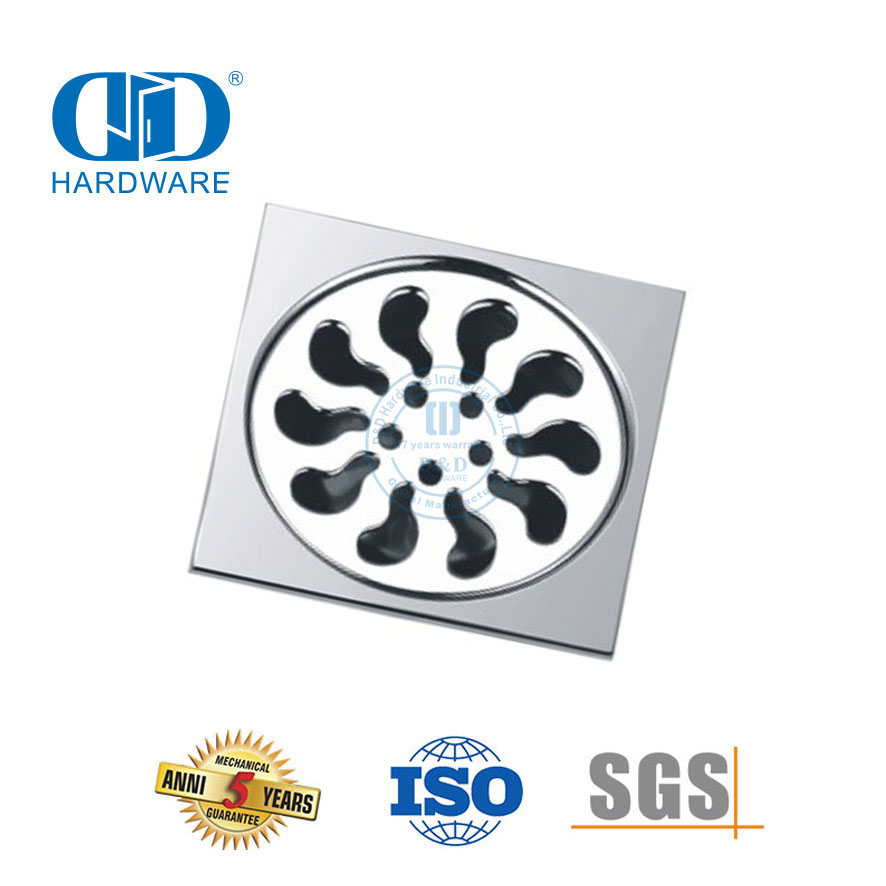 Hochwertiger Sanitär-Bodenablauf aus Edelstahl, quadratischer Bodenablauf, Badezimmer-Hardware-DDFD006