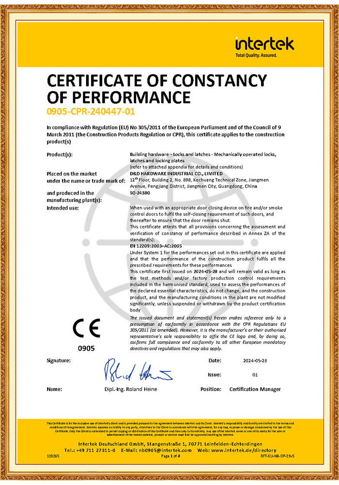 EN12209 T&Uuml;RSCHLOSS