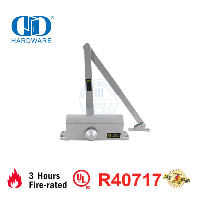Hübsches Design, UL-gelistet, feuerfest, 3 Stunden, hydraulischer Türschließer aus Aluminiumlegierung mit Rückschlagsicherung, DDDC051