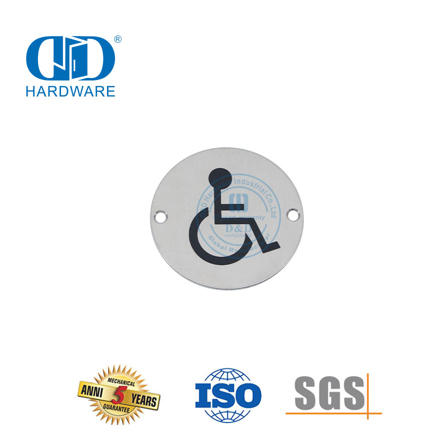 Quadratisches Schild, Edelstahl-Schild für Behinderte, Badezimmer-WC-Schild für Behinderte – DDSP001 – Behinderte