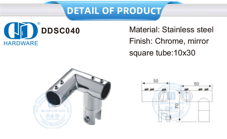 Edelstahl-Oberteil für Marine-Hardware, zusammenklappbare Drehverbinder-Beschläge, Glasplatten-Halterungsverbinder-DDSC040
