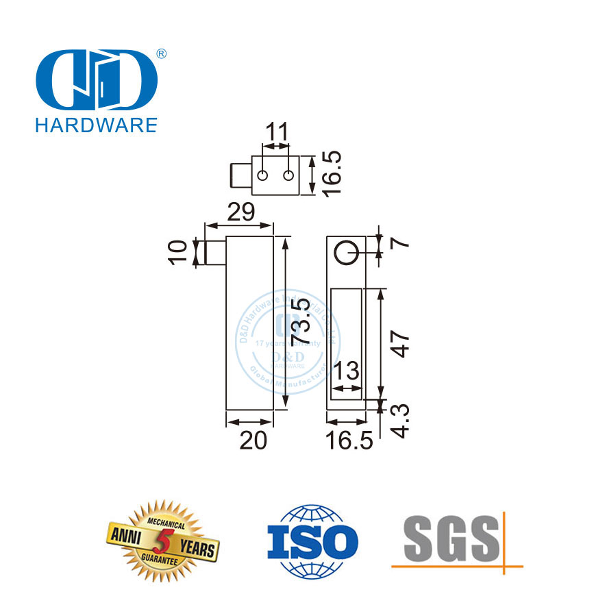 Edelstahl-Möbelzubehör, Glasschiebetür-Hardware-Ableiter-DDSL001-5
