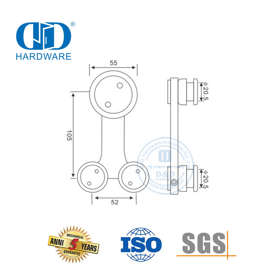 Industrielles Edelstahl-Glaszubehör-Set, Glasbeschläge, Schiebetürbeschläge für Badezimmertüren, DDGS106
