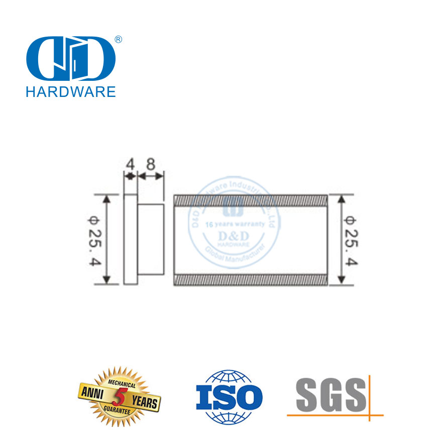 Der Düsenverschluss-Rohrstopfen aus Edelstahl, Glas-Hardware, Glas-Zubehör-Set, Schiebetür-Rohr für Badezimmer-Toilette-DDGS125