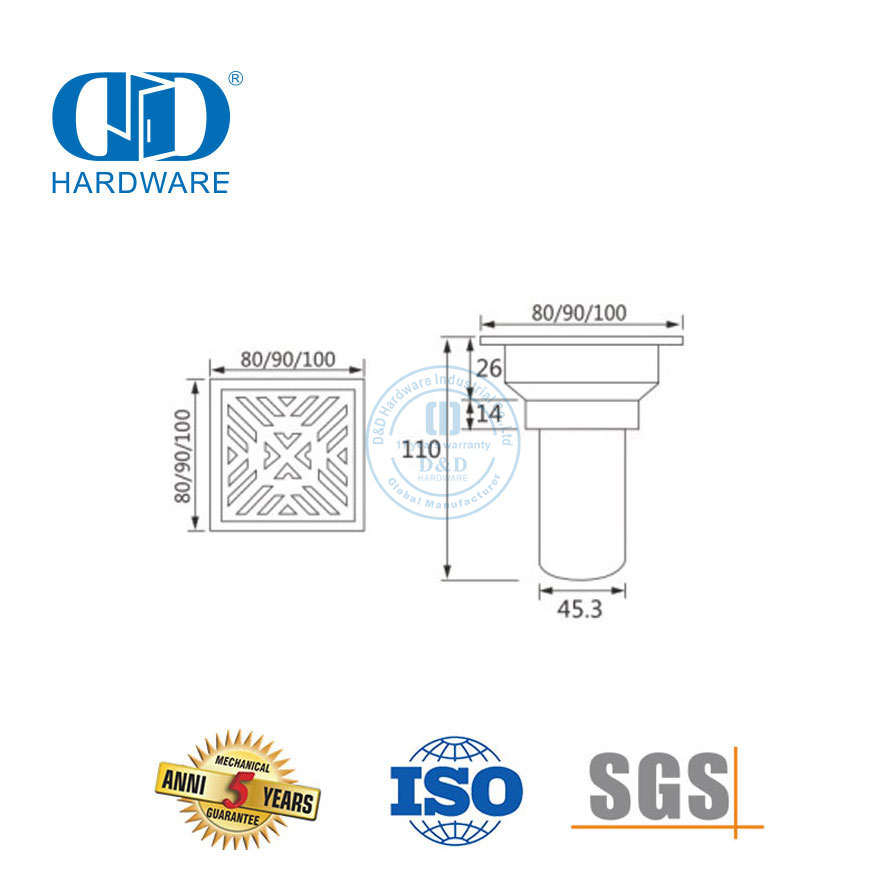 Edelstahl-Möbelzubehör, Bodensieb, Badezimmer, Toilette, Küche, Sanitär-Bodenablauf-DDFD008