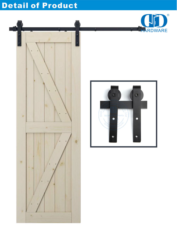 Edelstahl-Schrank-Set, Zubehör, Schienen-Set, Carbon-Schiebescheune, Holz, Einzeltür-Rollen-Hardware für Innentür-DDBD001