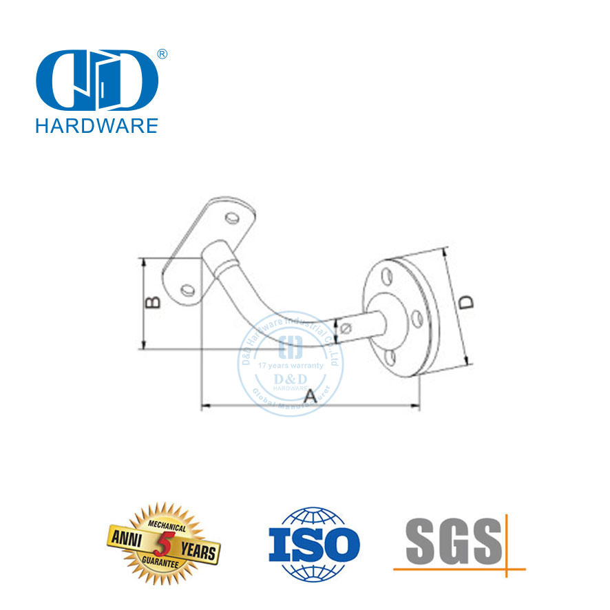 Stützhalterung Edelstahl-Treppengeländerzubehör Glastürbeschläge Handlaufhalterung-DDHB002