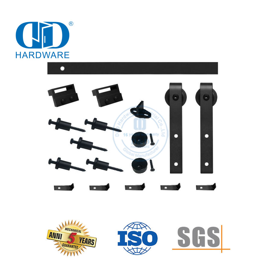 Edelstahl-Tür-Hardware-Schienen-Set, modernes Innen-Massivholz-Schiebetaschentür-Scheunentor-Hardware-DDBD014