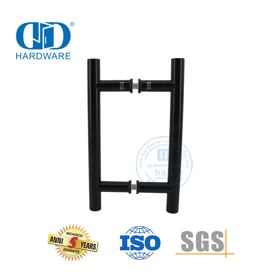 Mattschwarzer H-förmiger Glastür-Zusatzgriff im klassischen Stil-DDPH001-A Φ22-Schwarz